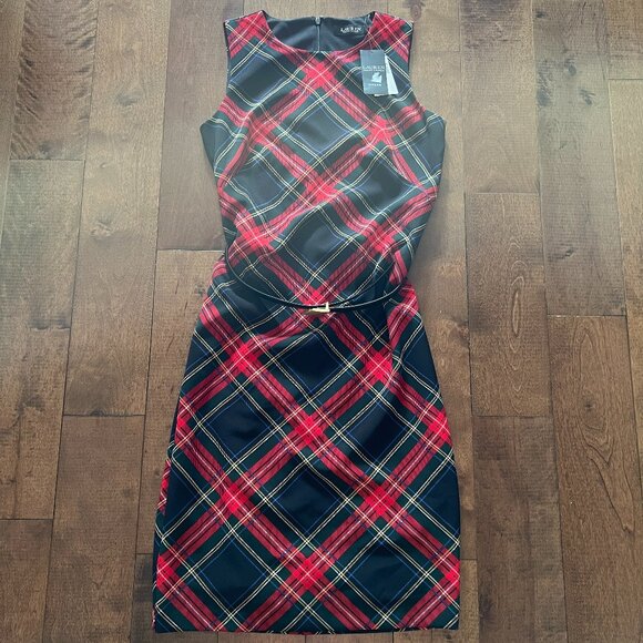 Lauren Ralph Lauren Black/Red/Multi Geometric Sleeveless Sheath Dress, 2 - NWT - Picture 1 of 13